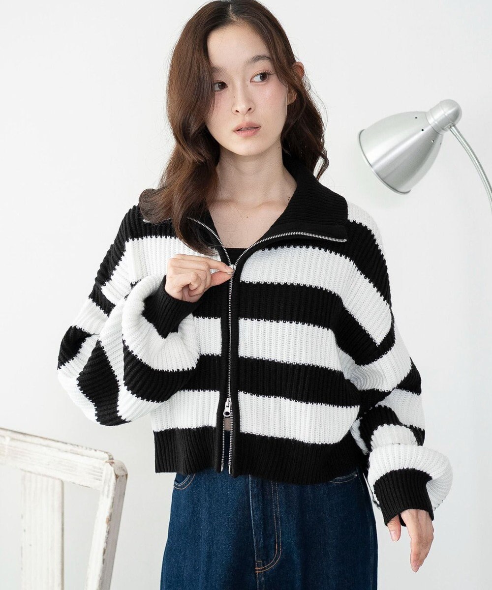 WEGO ダブルジップショートニットブルゾン 