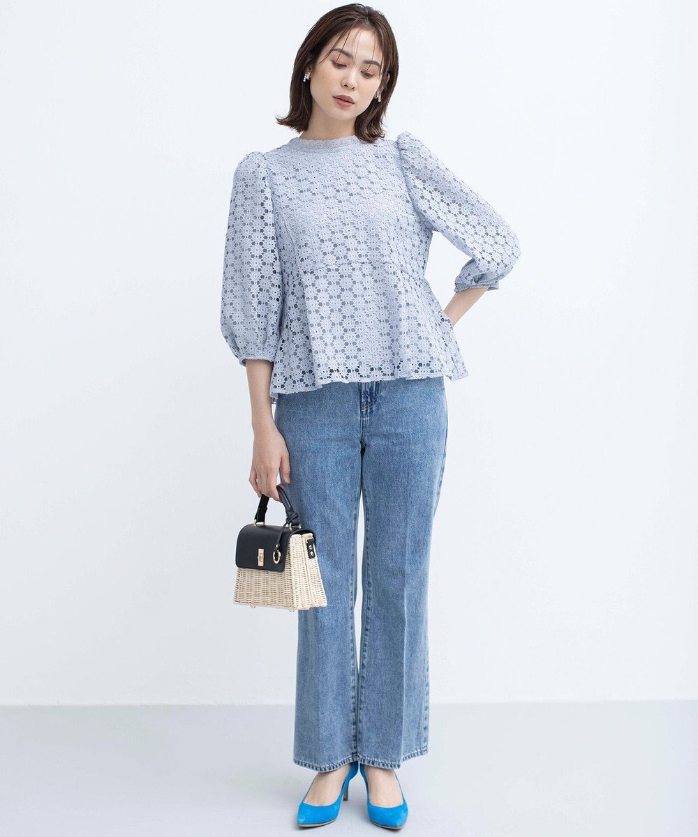 組曲 S 【WEB限定】フラワーレース ペプラムトップス 