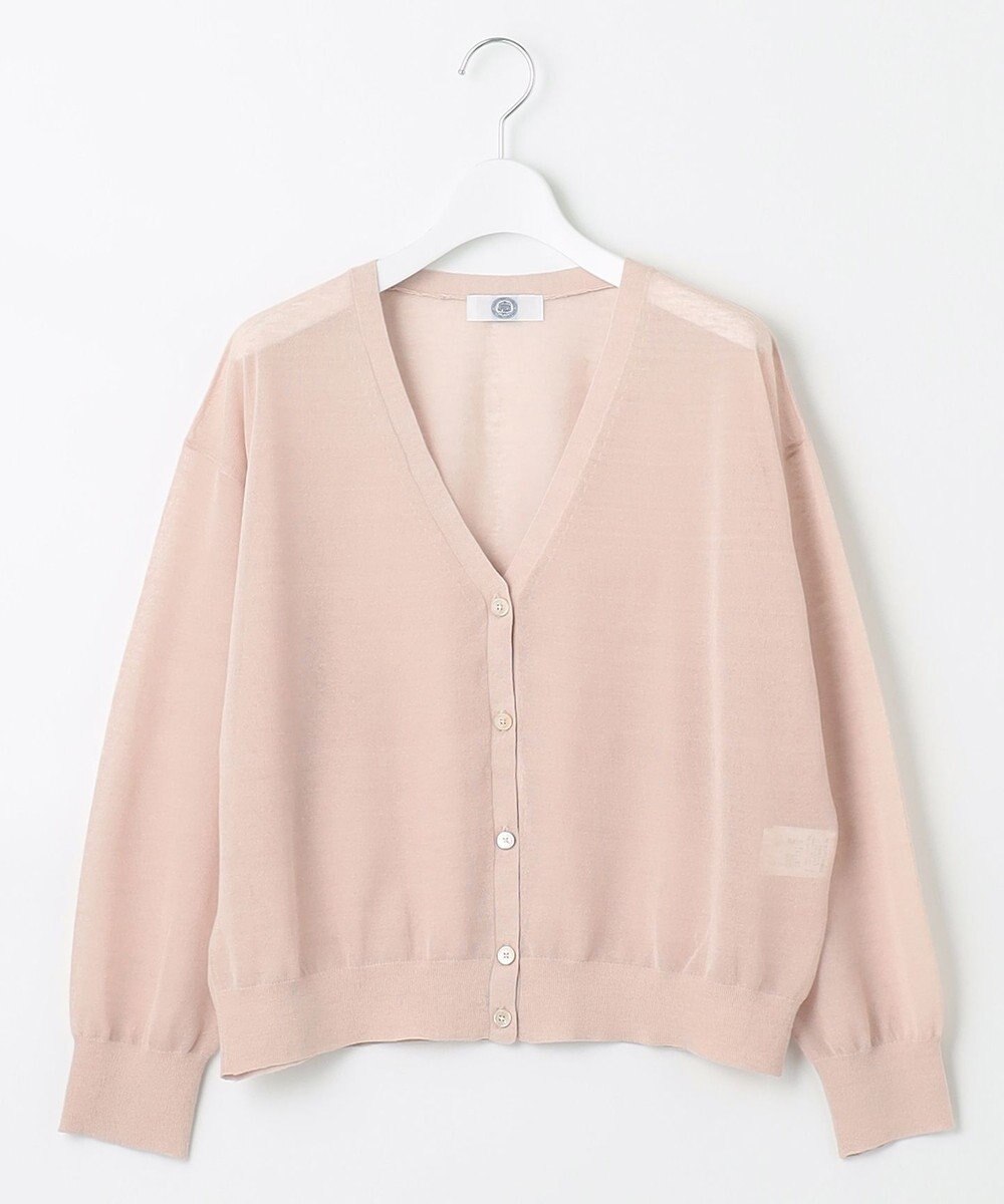 J.PRESS LADIES S 【洗える】LINEN MIX SHEER Vネック カーディガン 