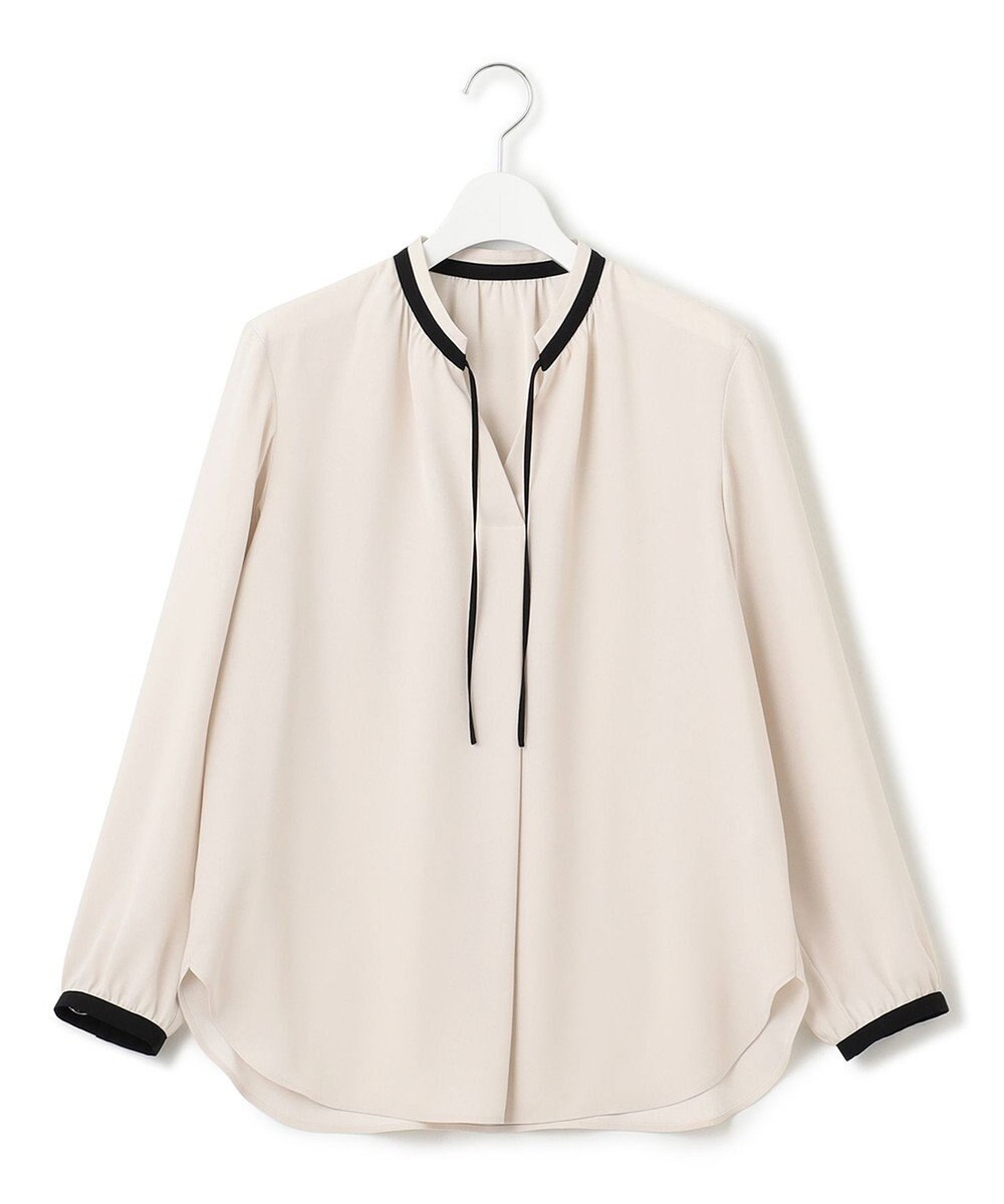 23区 L 【洗える】バックサテンアムンゼン リボン付き スキッパー ブラウス 