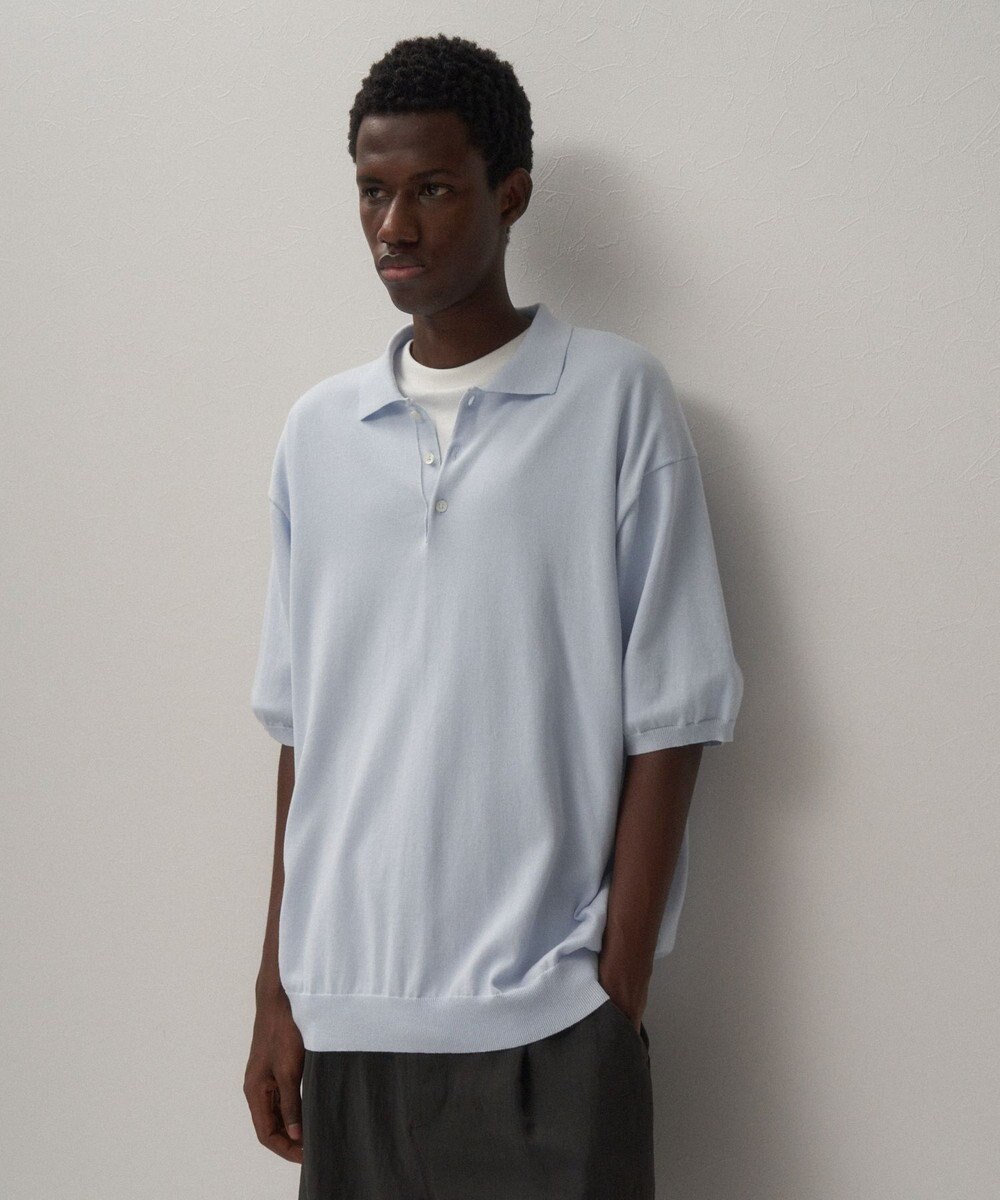 ATON COTTON WASHI KNIT | ハーフスリーブポロセーター - UNISEX 