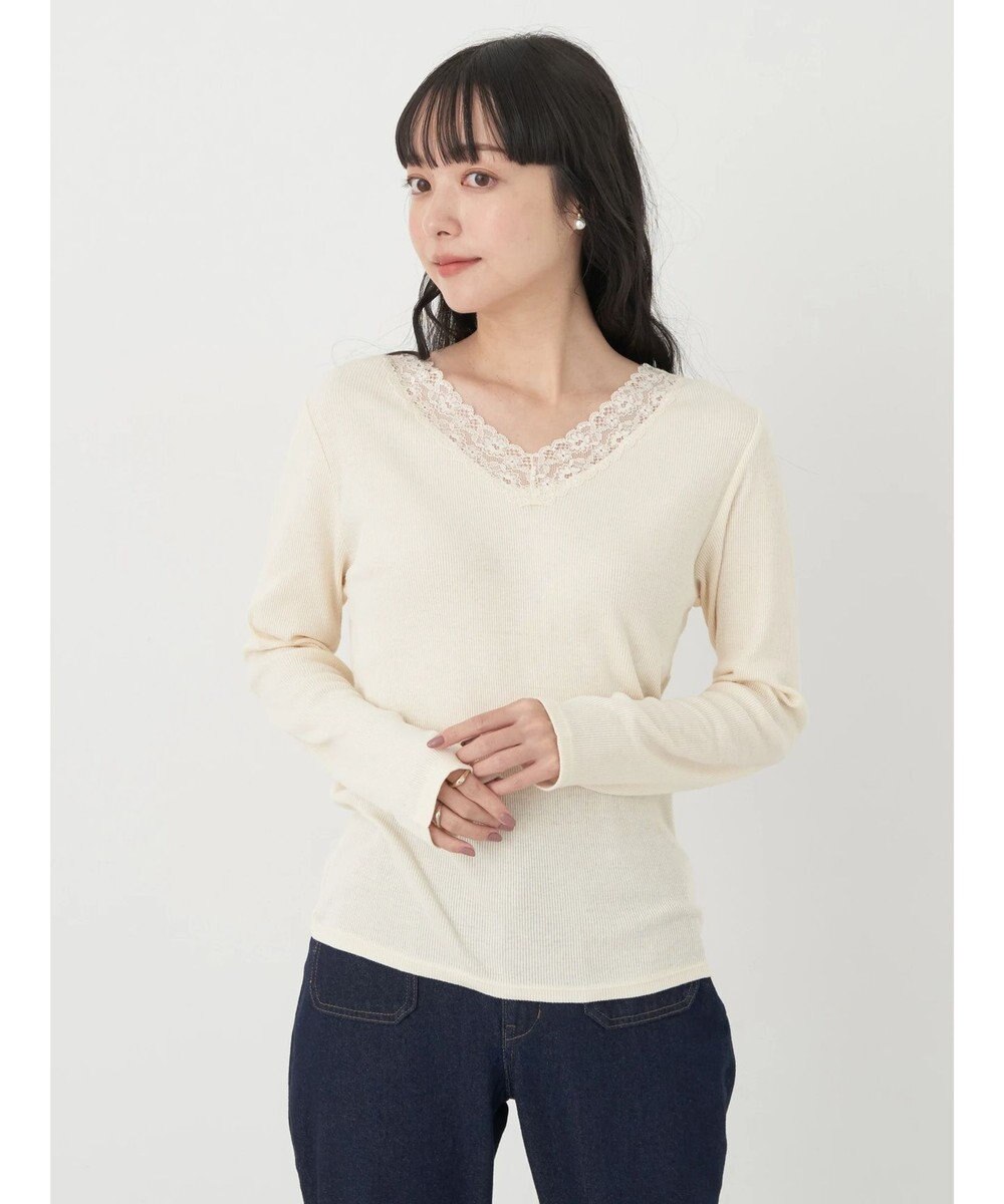 earth music&ecology レースＶネックテレコインナー 