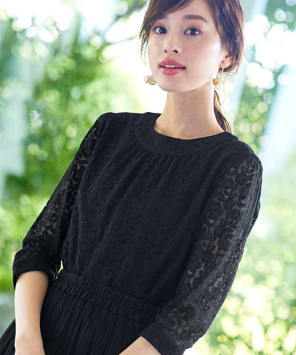 Tiaclasse 【洗える】ギャザーネックレースブラウス 