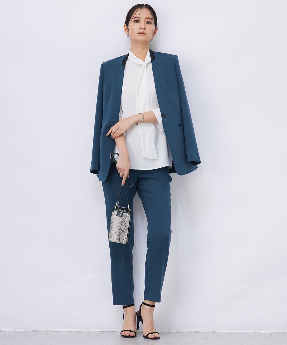 ICB L 【接触冷感・UVケア・速乾・洗える】BackSatinAmunzen ボウタイブラウス 