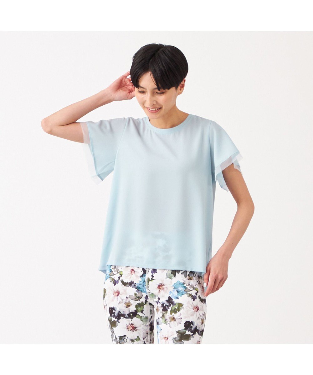 Chacott Chacott BALANCE シアーチュールコンビTシャツ サックスブルー