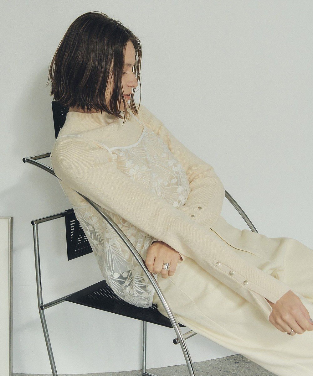 YECCA VECCA 【2点SET】刺繍レースキャミセットハイネックニット 