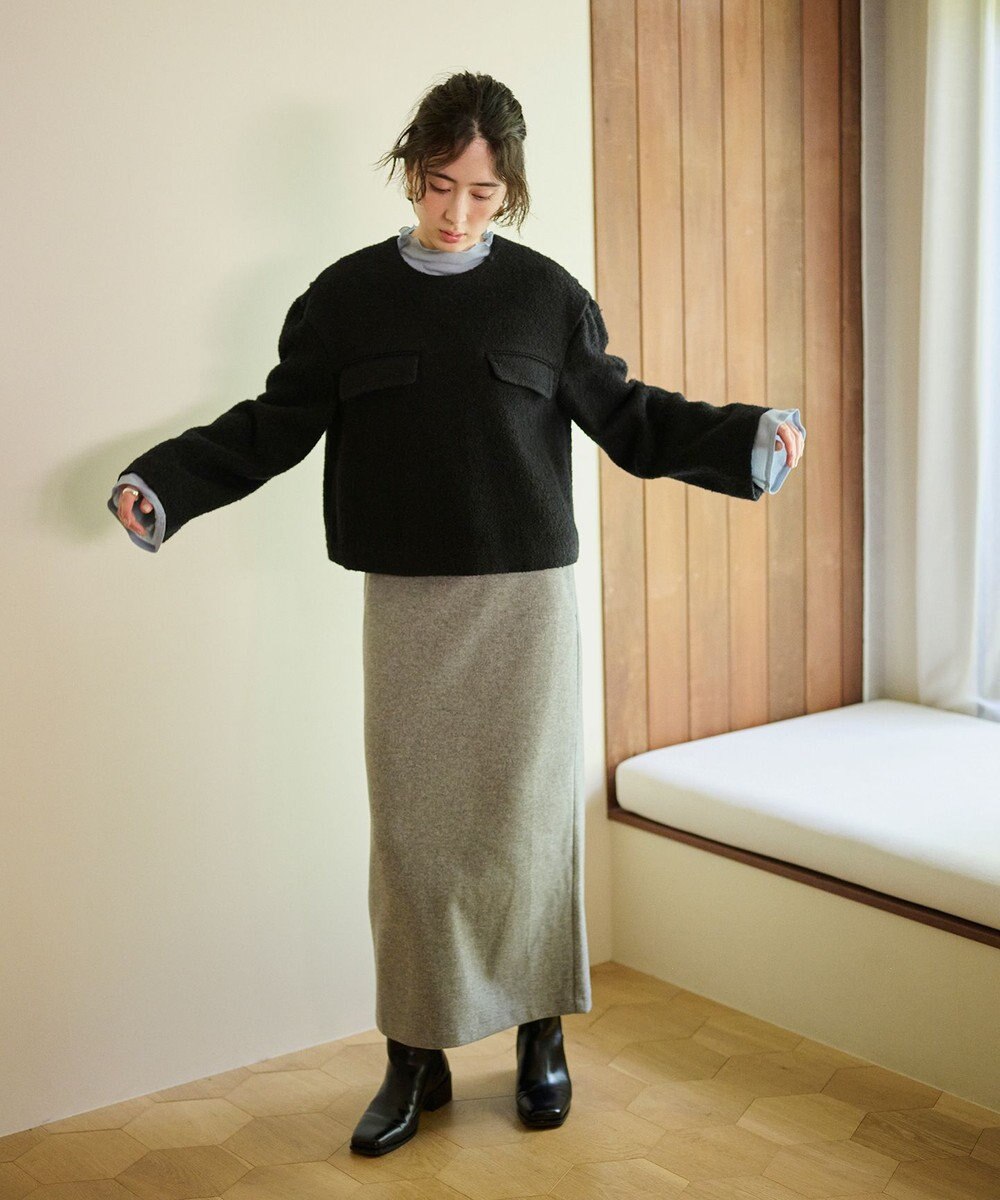 #Newans 【洗濯機可能/セットアップ】ナローシルエットエアリースカート 