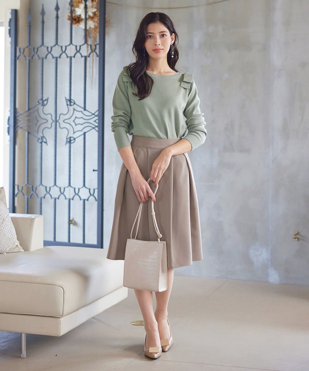 Tiaclasse 【洗える】ショルダーリボンニットトップス 