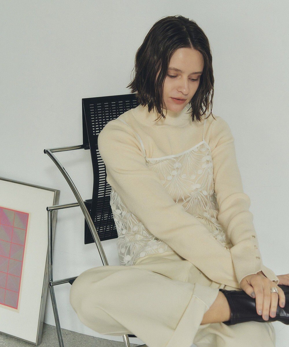 YECCA VECCA 【2点SET】刺繍レースキャミセットハイネックニット 