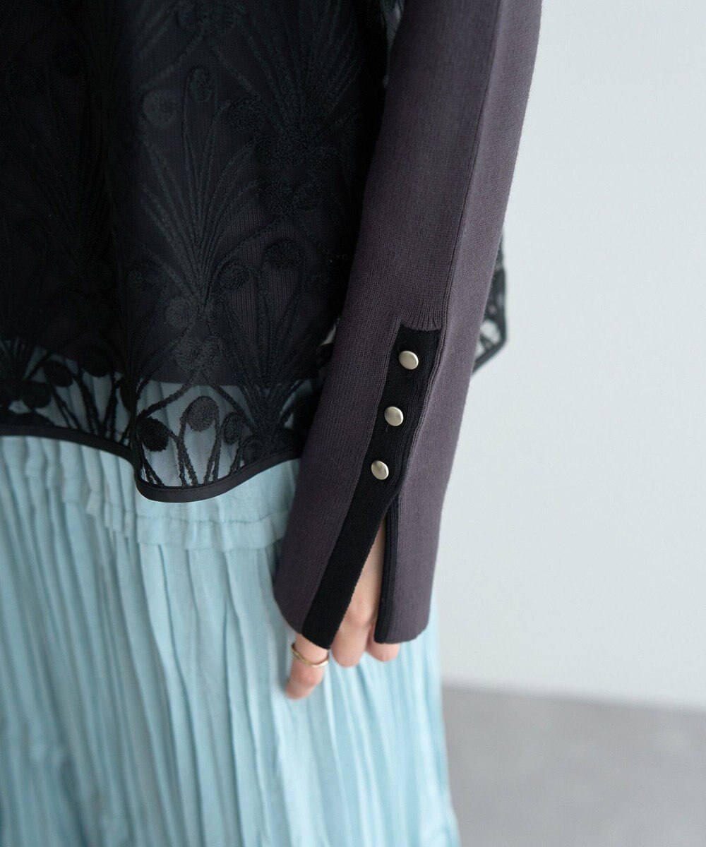 YECCA VECCA 【2点SET】刺繍レースキャミセットハイネックニット 