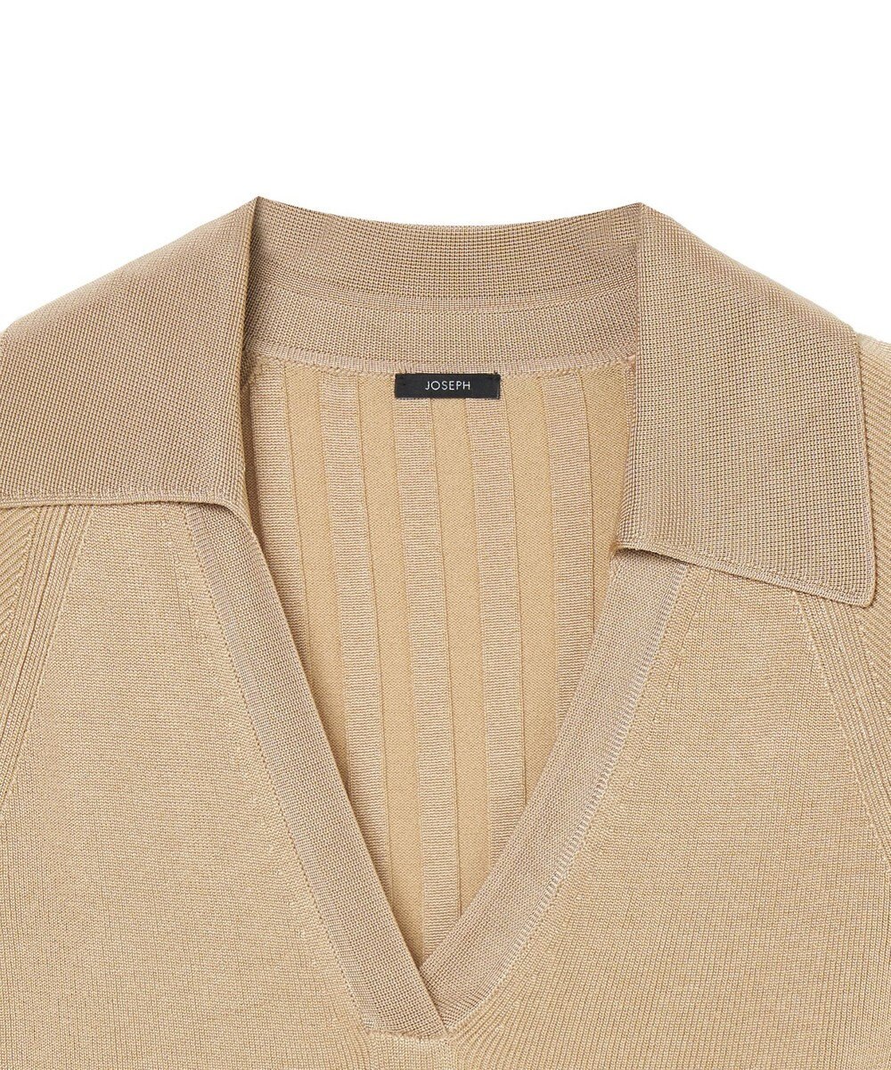JOSEPH 【洗える】サティニーリブ　ロングスリーブポロニット 