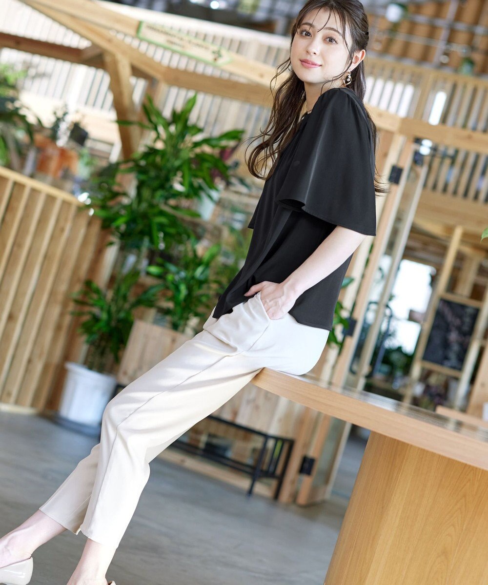 Tiaclasse 【洗える】5分丈フレアスリーブブラウス 