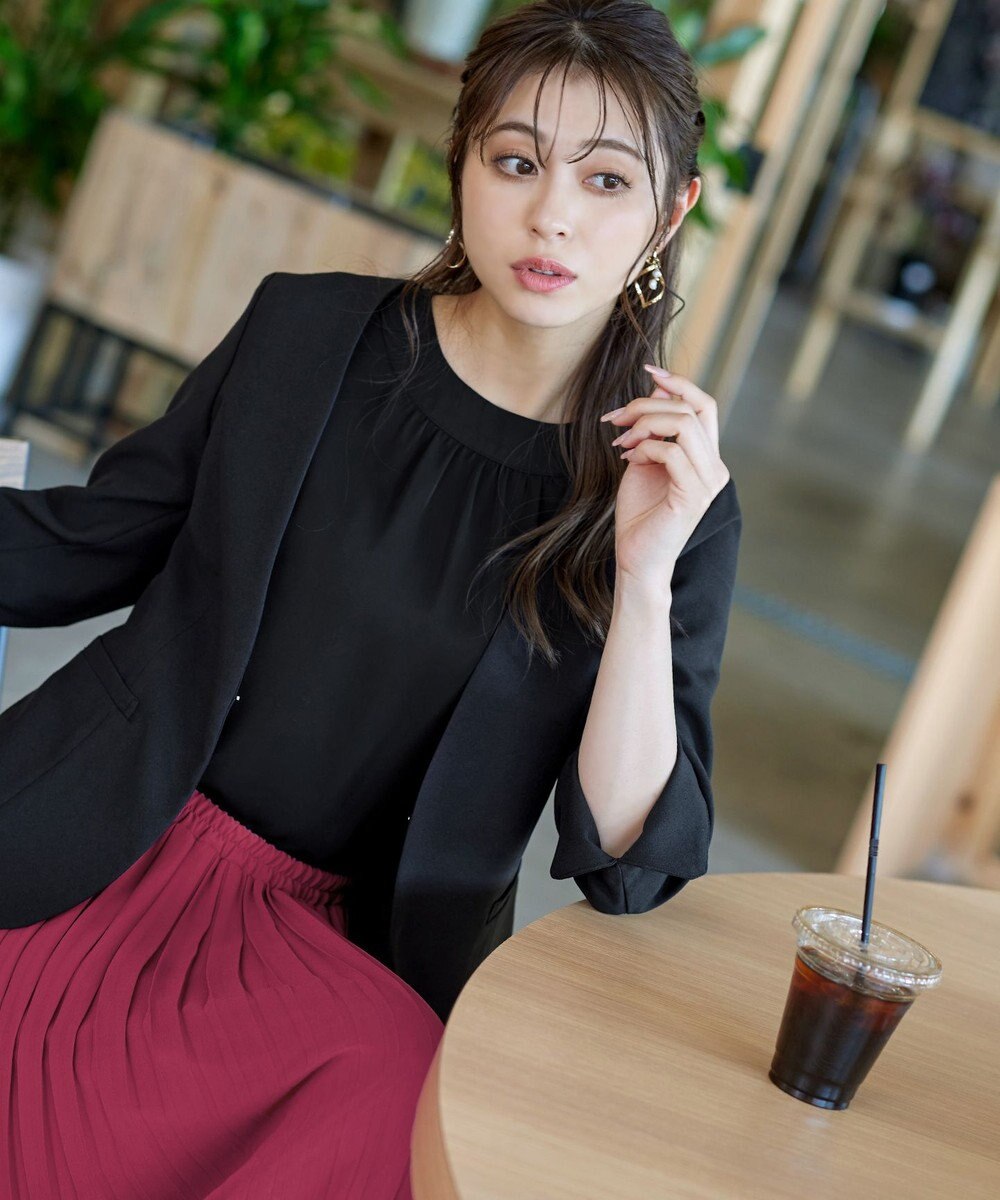 Tiaclasse 【洗える】5分丈フレアスリーブブラウス 