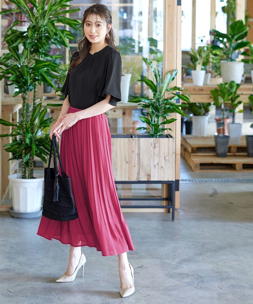 Tiaclasse 【洗える】5分丈フレアスリーブブラウス 