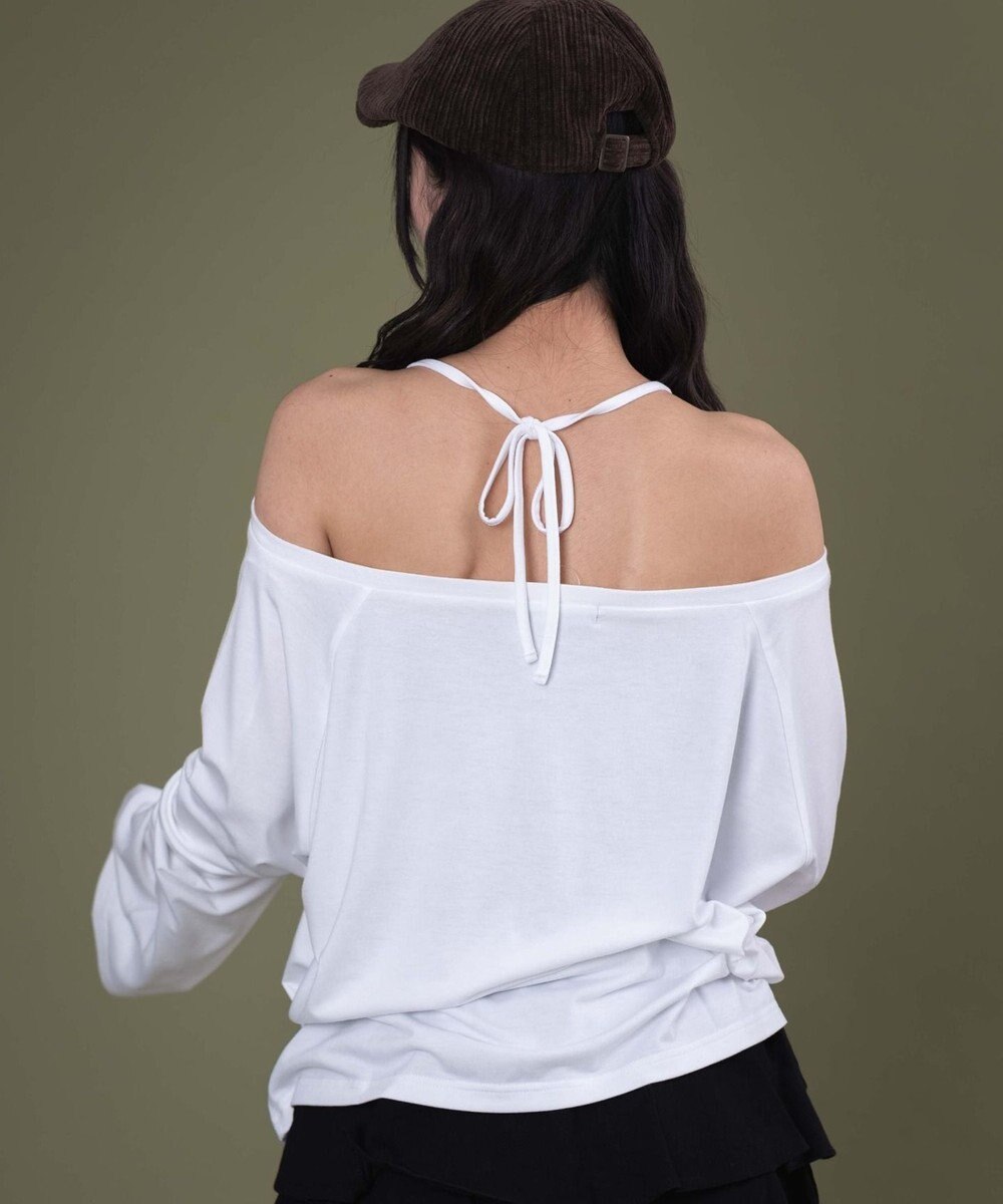 WEGO オフショルダークロスロゴトップ 