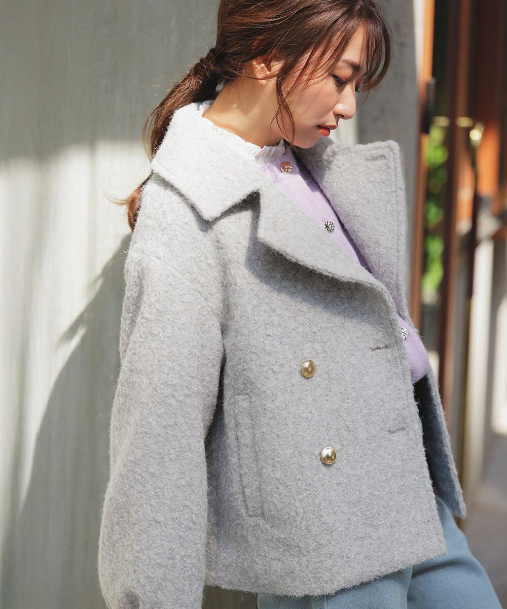 ANY SIS L 【2WAY】ブークレーシャギーラメ アウター 