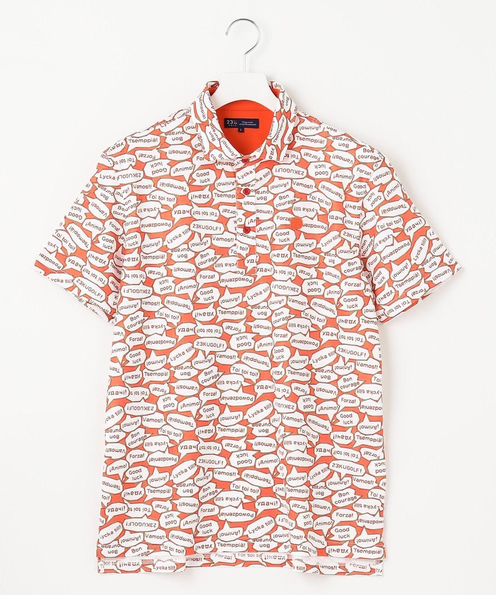 23区GOLF 【MEN】【キングサイズ/吸水速乾/UVカット】YELL総柄プリントポロシャツ 