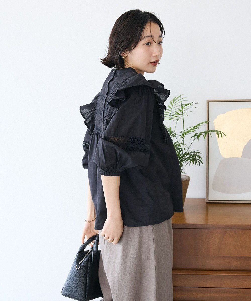 CRAFT STANDARD BOUTIQUE フリル使いマニーレースピンタックブラウス 