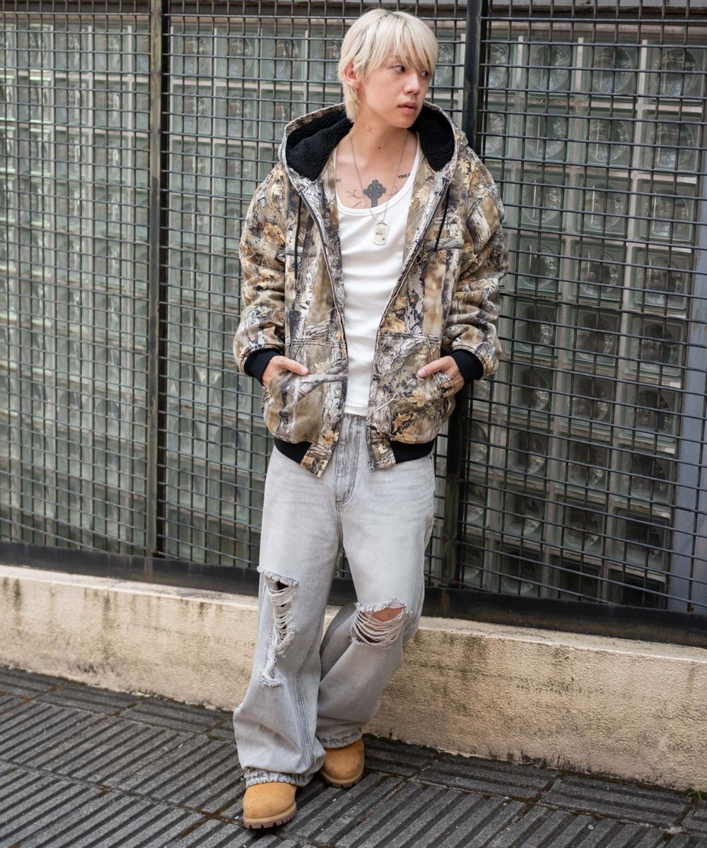 WEGO 【ユニセックス着用ITEM/MLサイズ展開】ワーカーズボアフードブルゾン 