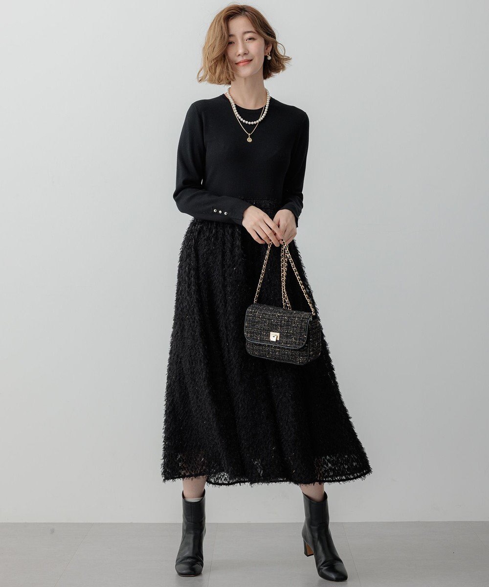 23区 【滝沢眞規子さん着用/一部店舗限定/洗える】ニットコンビジャカード ワンピース 