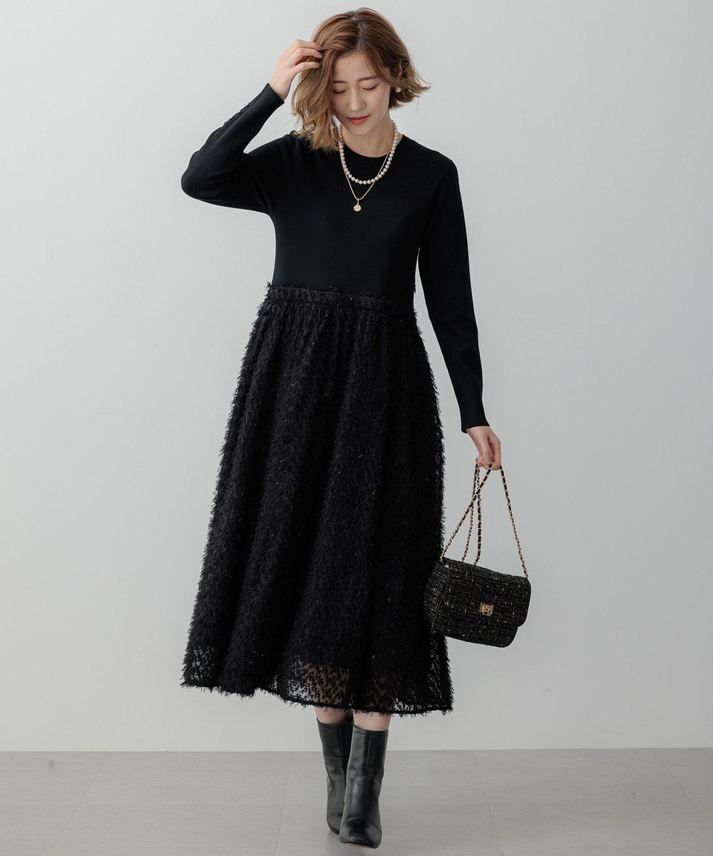 23区 【滝沢眞規子さん着用/一部店舗限定/洗える】ニットコンビジャカード ワンピース 