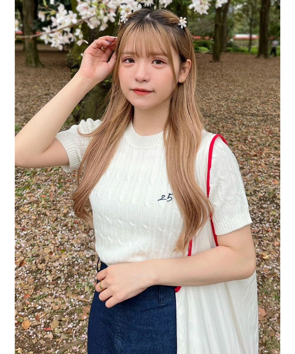 Green Parks ケーブル半袖ニット 