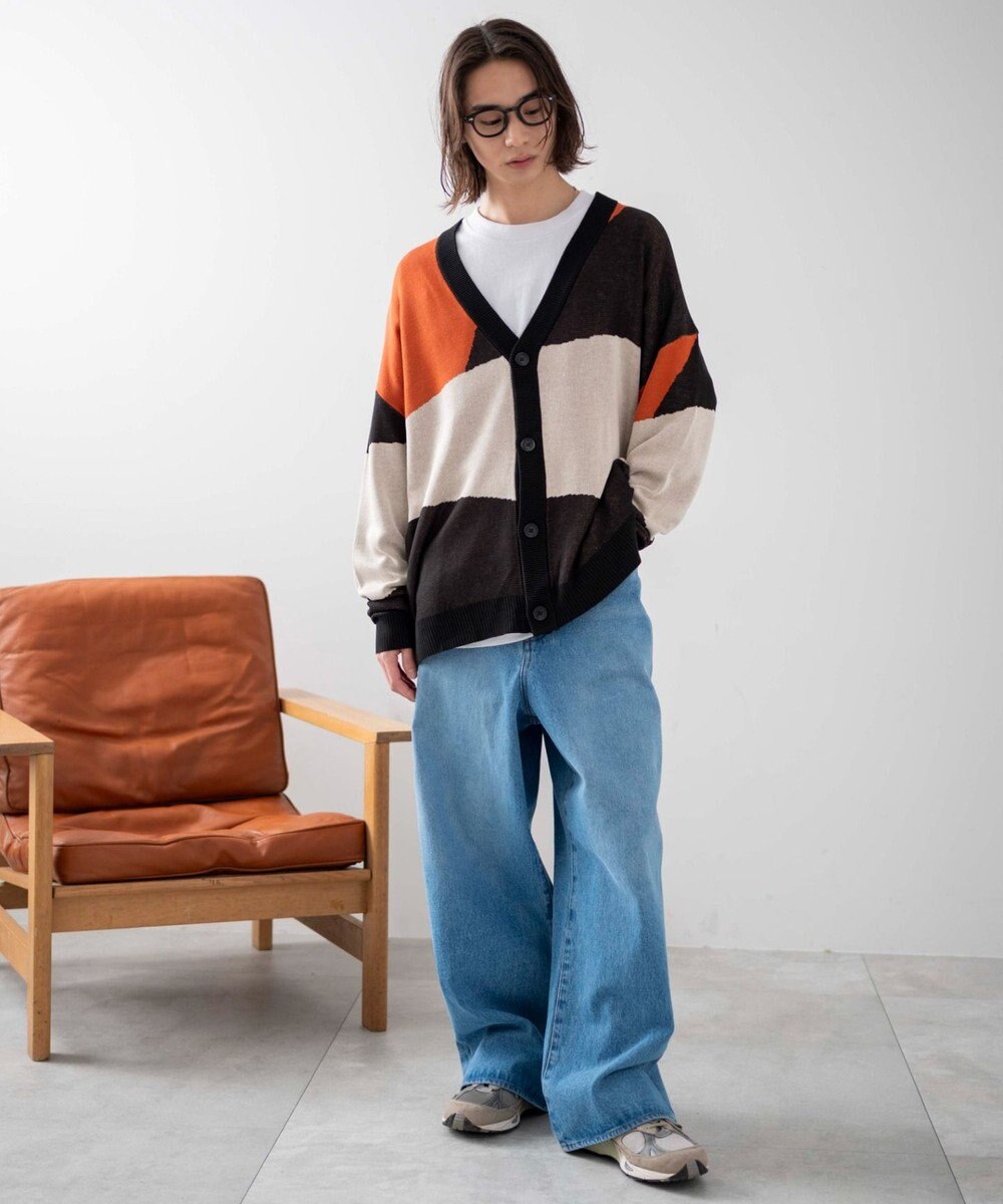WEGO 【ユニセックス着用ITEM】オーバーフィットドライタッチパターンカーディガン 