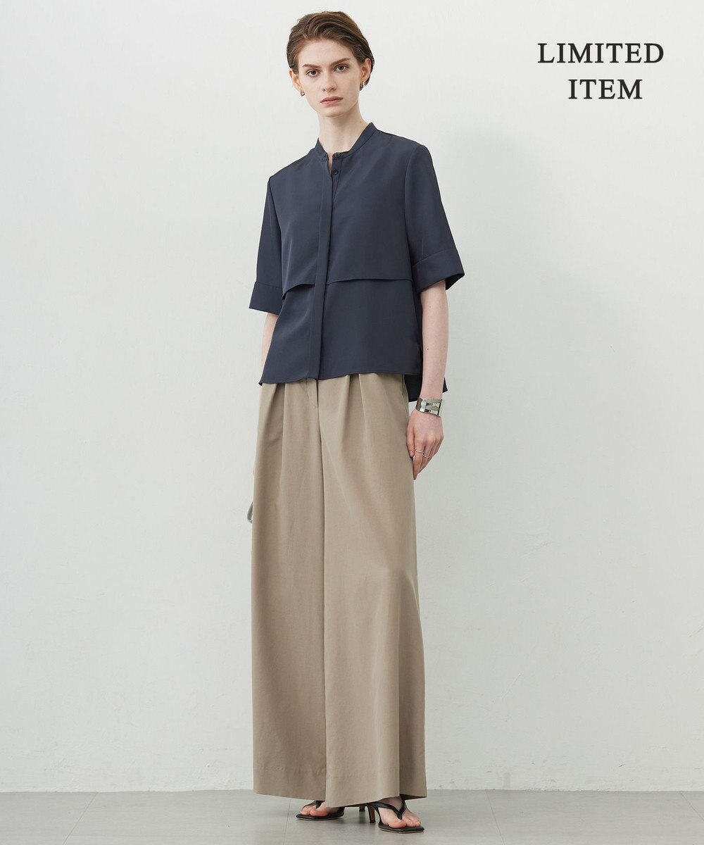 ICB L 【WEB限定・接触冷感・速乾・洗える】シルキーツイル 半袖クロップドシャツ 