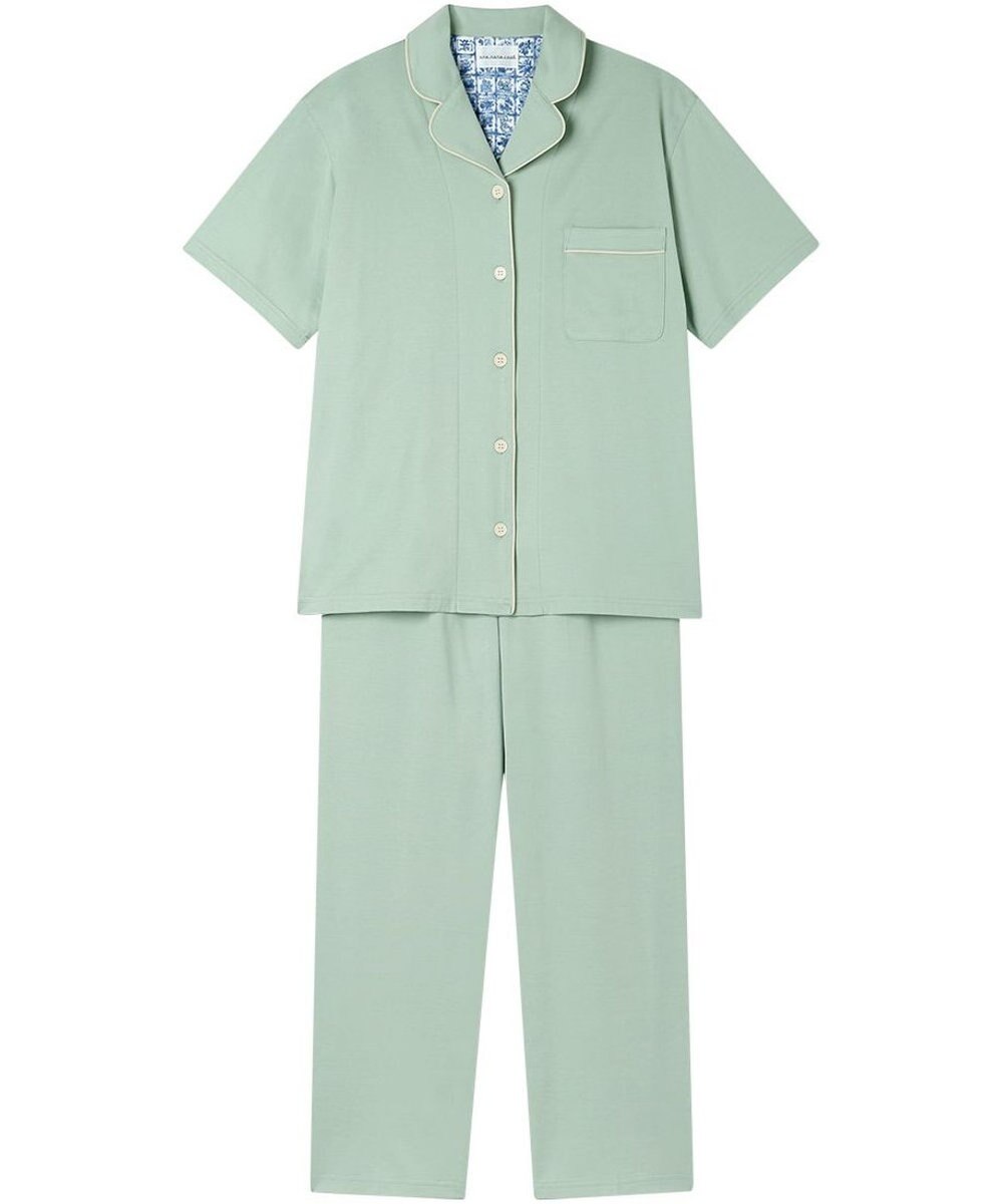 une nana cool 【綿100%】60/2 やわらか天竺 半袖開襟パジャマ MADE WITH LIBERTY FABRIC 