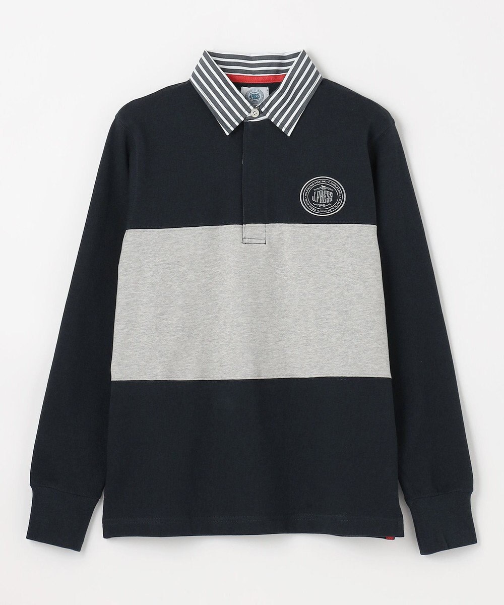 J.PRESS KIDS 【140-170cm】襟ストライプ ブロッキングポロシャツ 