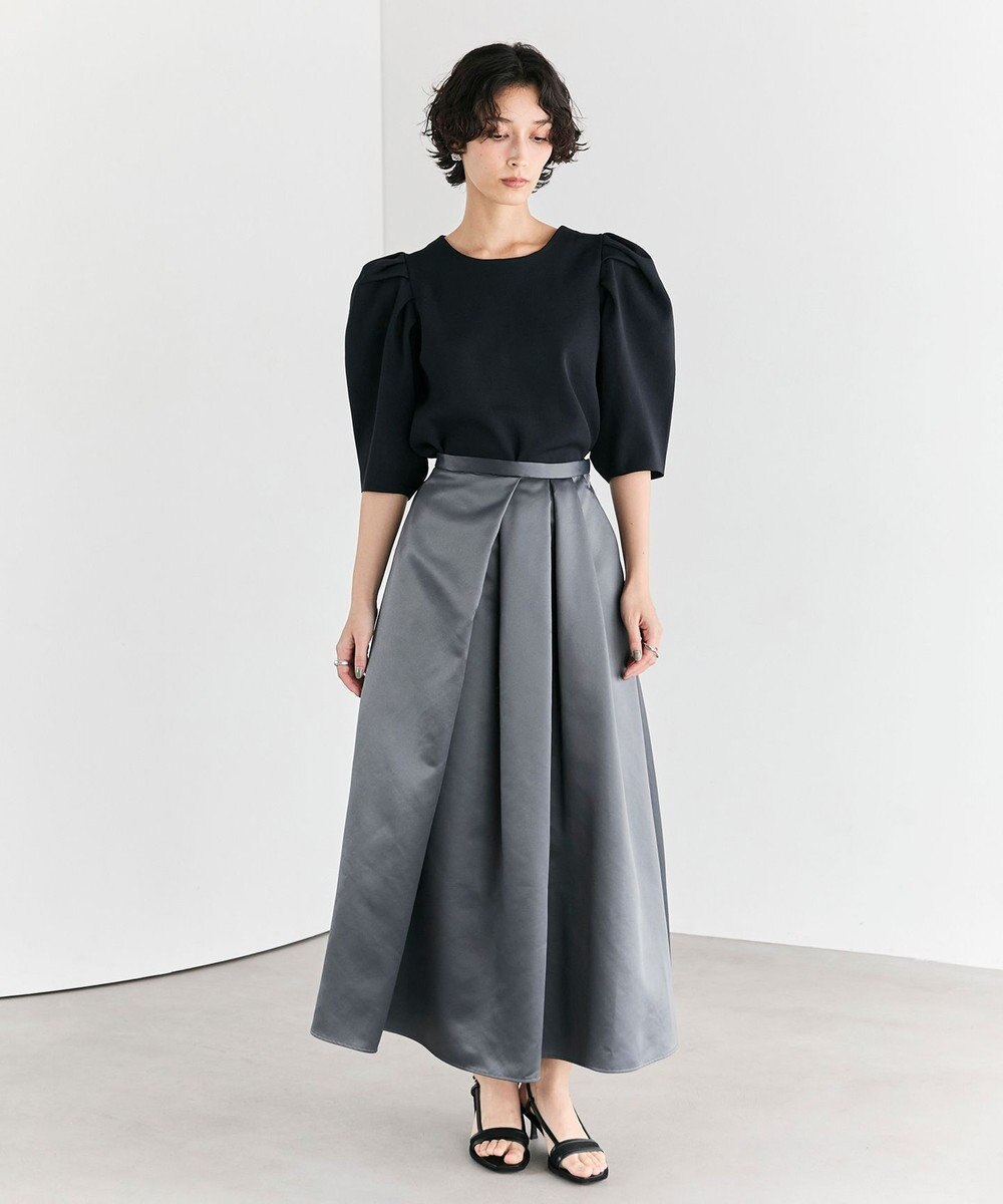 #Newans ヘビーサテンフレアースカート 