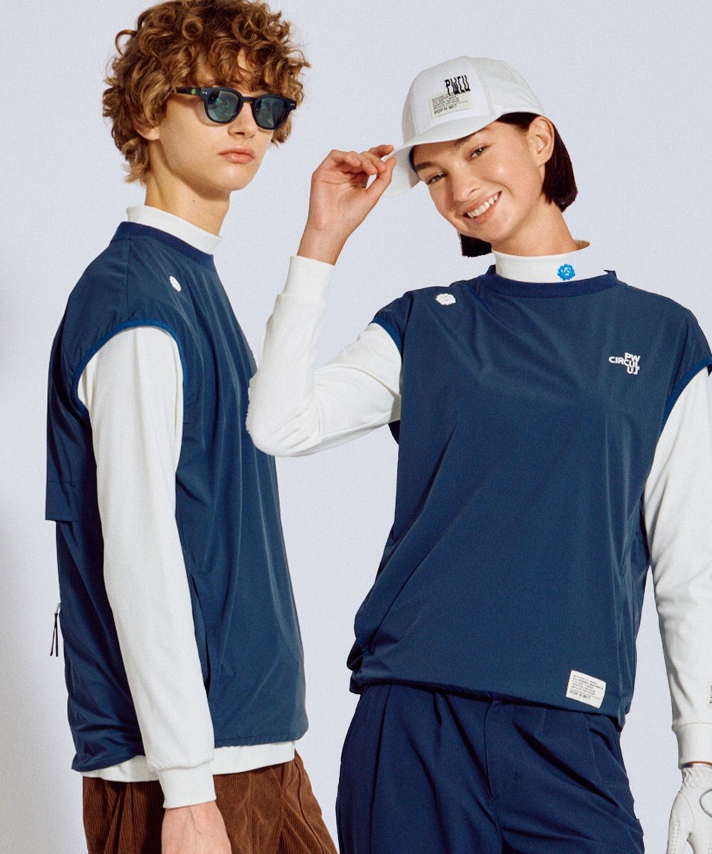 PW CIRCULUS 【撥水加工 / 小さくまとまる】【UNISEX】オーバーサイズ パッカブルベスト ゴルフウェア メンズ レディース 