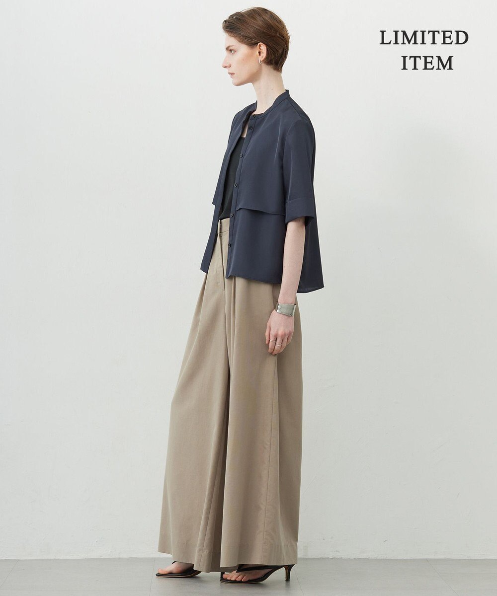 ICB L 【WEB限定・接触冷感・速乾・洗える】シルキーツイル 半袖クロップドシャツ 