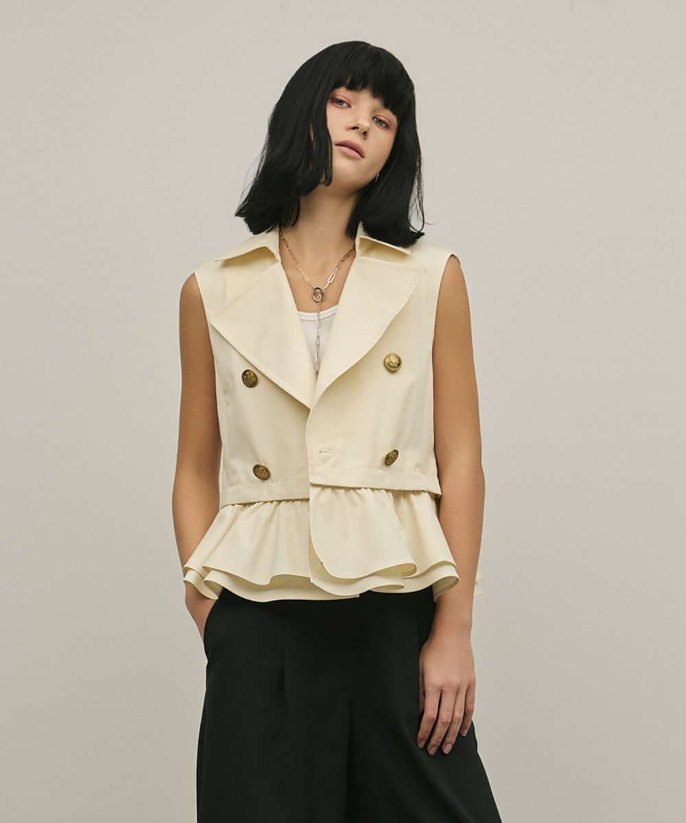 GRACE CONTINENTAL ペプラムトレンチベスト 