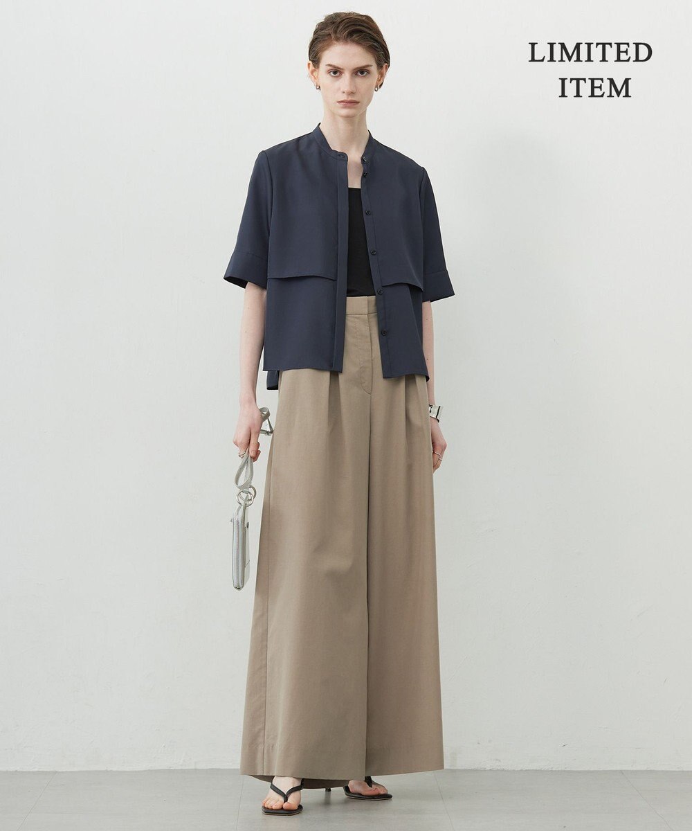 ICB L 【WEB限定・接触冷感・速乾・洗える】シルキーツイル 半袖クロップドシャツ 