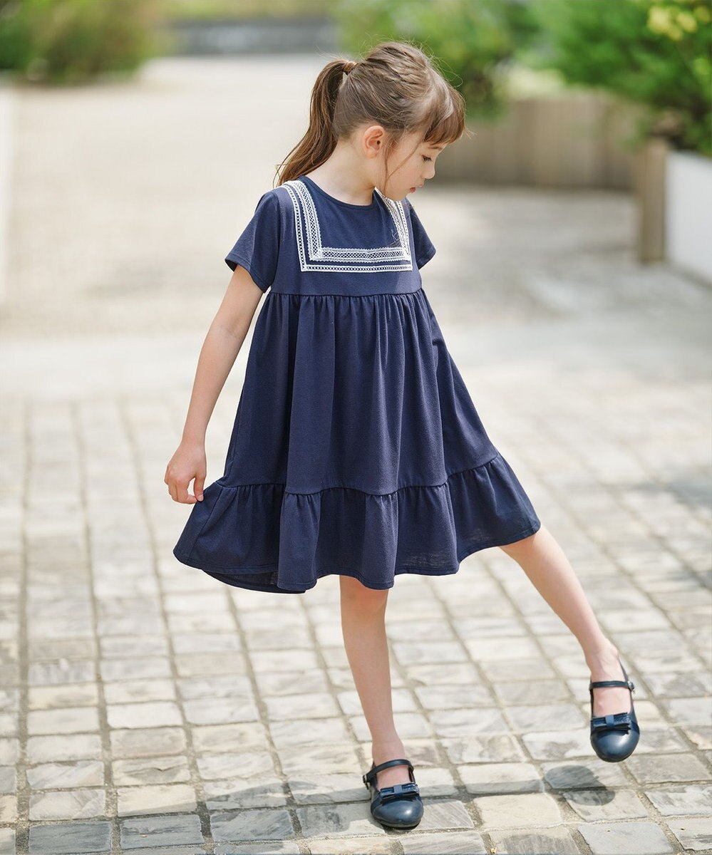 組曲 KIDS 【UVカット】【110-140㎝】セーラーレース ワンピース 