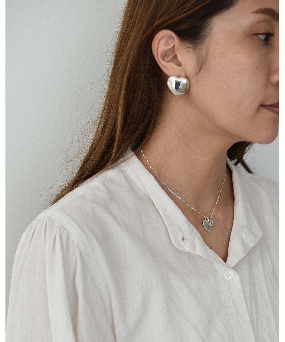 yoaa シルバー925 ハートプレートブラックダイヤモンドネックレストップ 