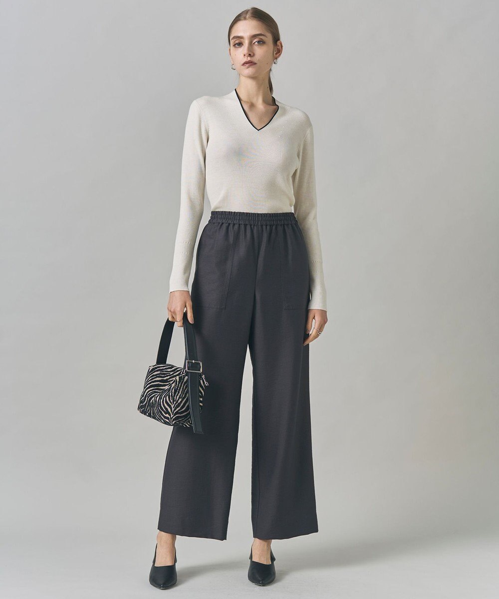 ICB 【新色追加】 エクストラファインメリノリブ Vネックプルオーバー 