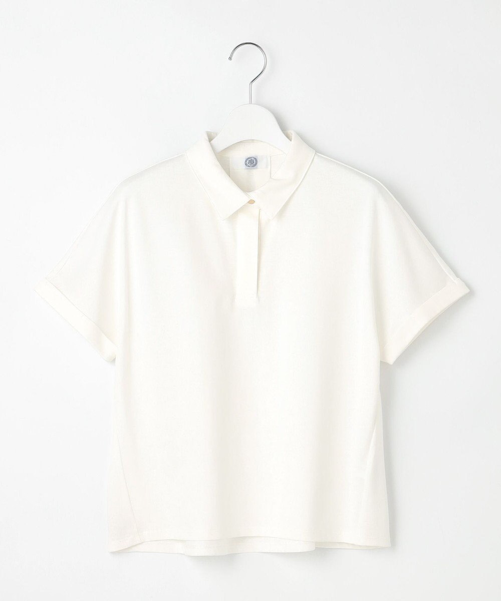 J.PRESS LADIES 【洗える】コットンリネンジャージー ポロ カットソー 