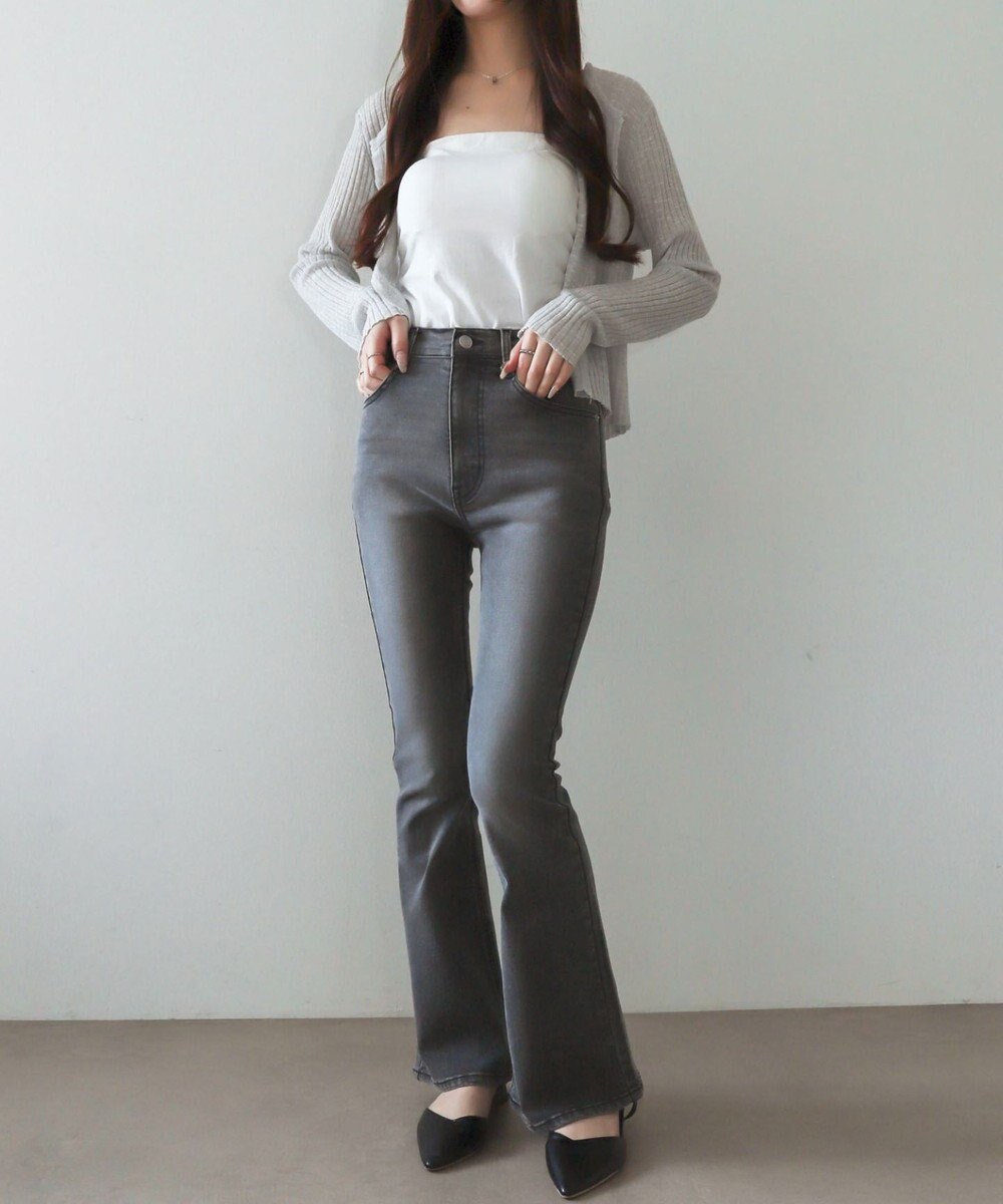 WEGO 【美脚パンツ】ストレッチフレアデニムパンツ 