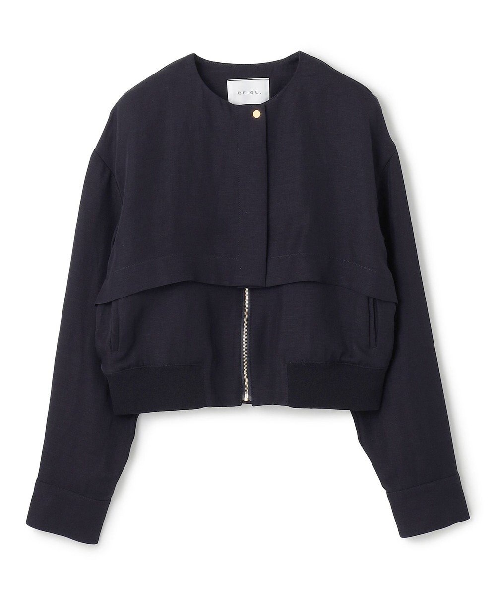 BEIGE， 【洗える】BERNARD / リネンノーカラーラップブルゾン 