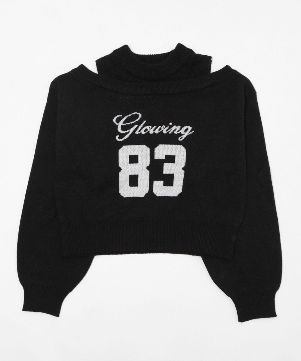 WEGO オープンショルダーナンバリングニット 