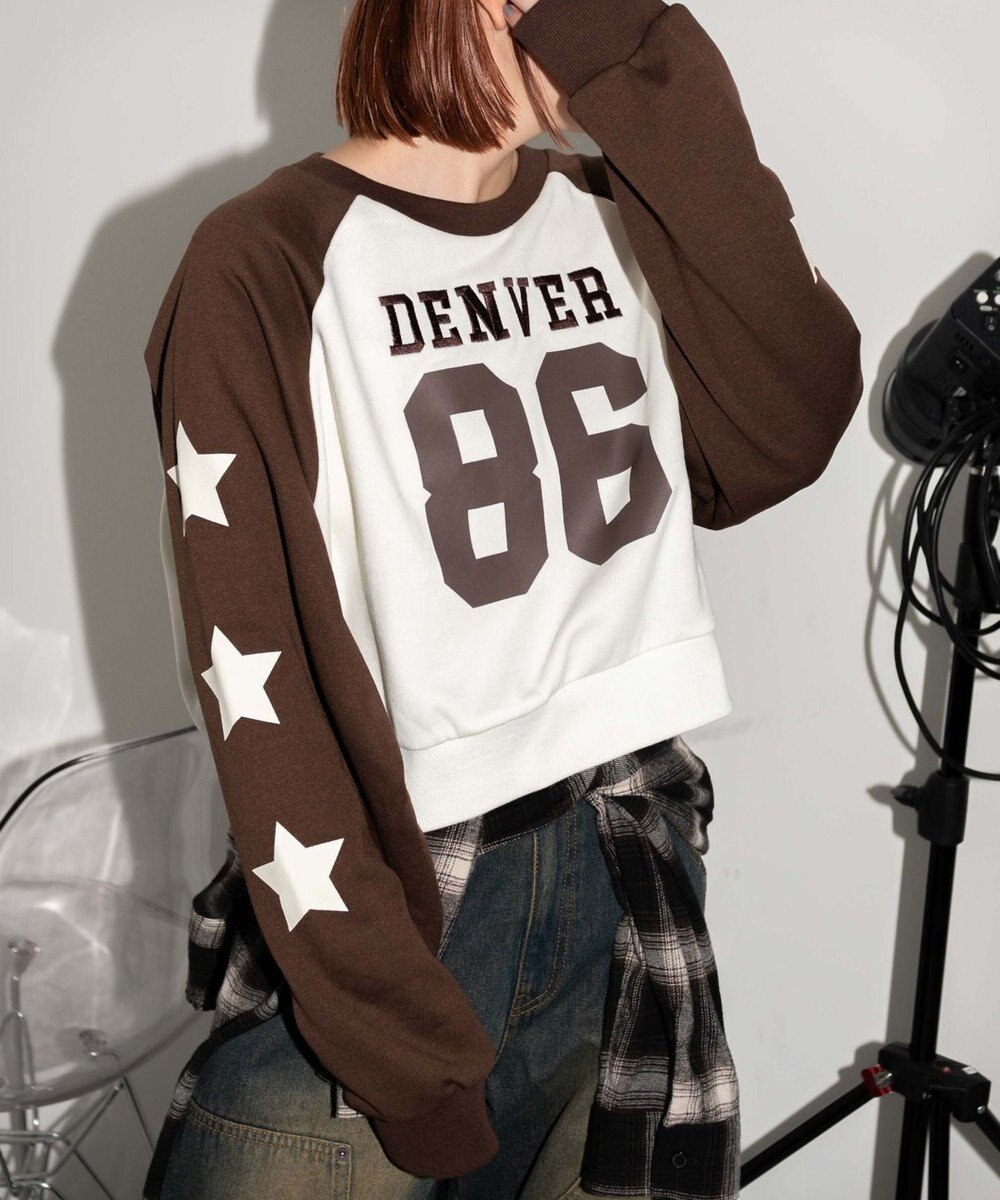 WEGO スターナンバリングラグランスウェット 