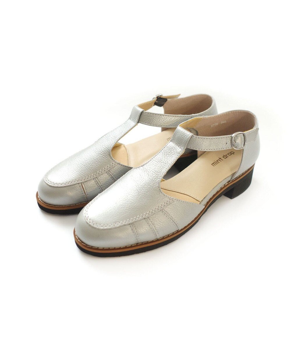 Pointer 本革 通気性Tストラップパンプス 