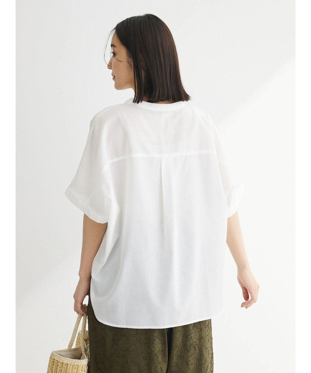 Green Parks 綿麻混フレンチスリーブスキッパーシャツ 