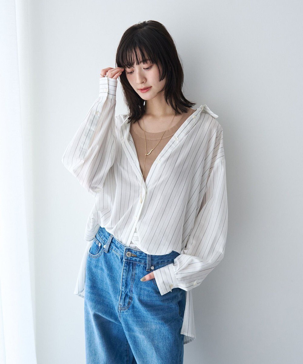 YECCA VECCA バック釦シアーシャツ 