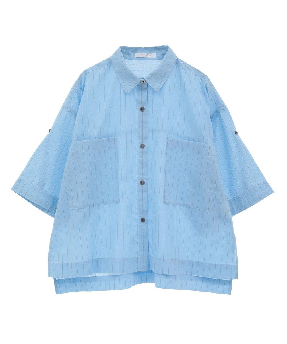 Green Parks 綿麻混５分袖ターンバックシャツ 