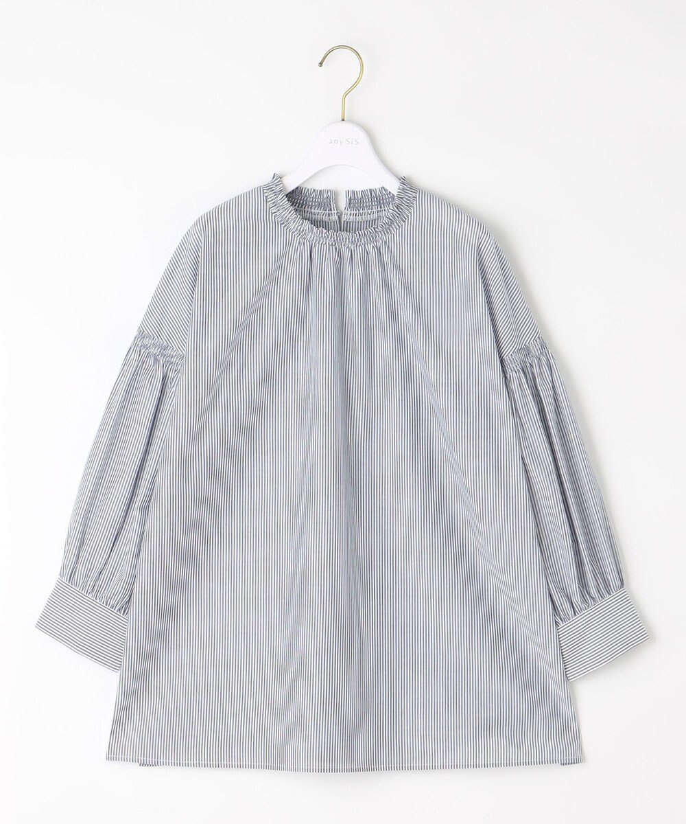 ANY SIS 【洗える】シャーリングフリルスタンド ブラウス 