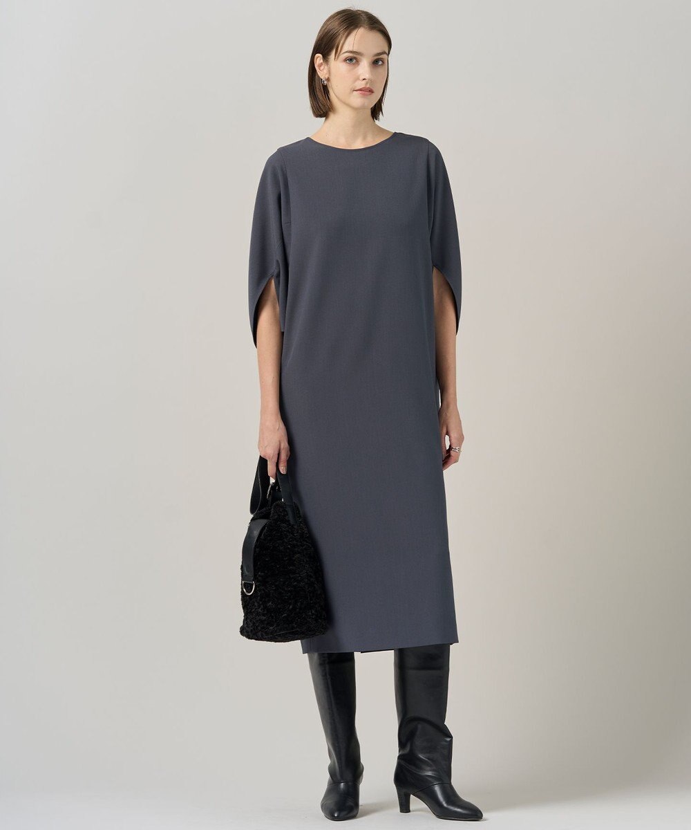 ICB 【洗える】 ウールライクストレッチ ドルマンスリーブワンピース 