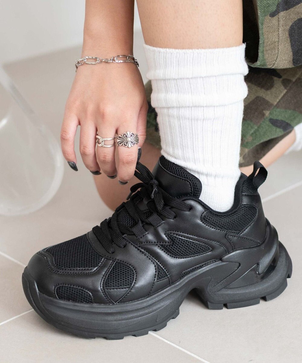 WEGO PUメッシュヒールダッドスニーカー 